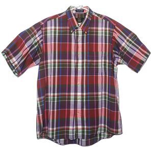 Vintage Regent House Sport Casual Shirt Mens Large Plaid Red & Purple